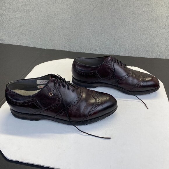 VTG FootJoy Classics Mens Spikeless Golf Shoes Wingtip Oxblood Red Size10D 55814 - Picture 2 of 16